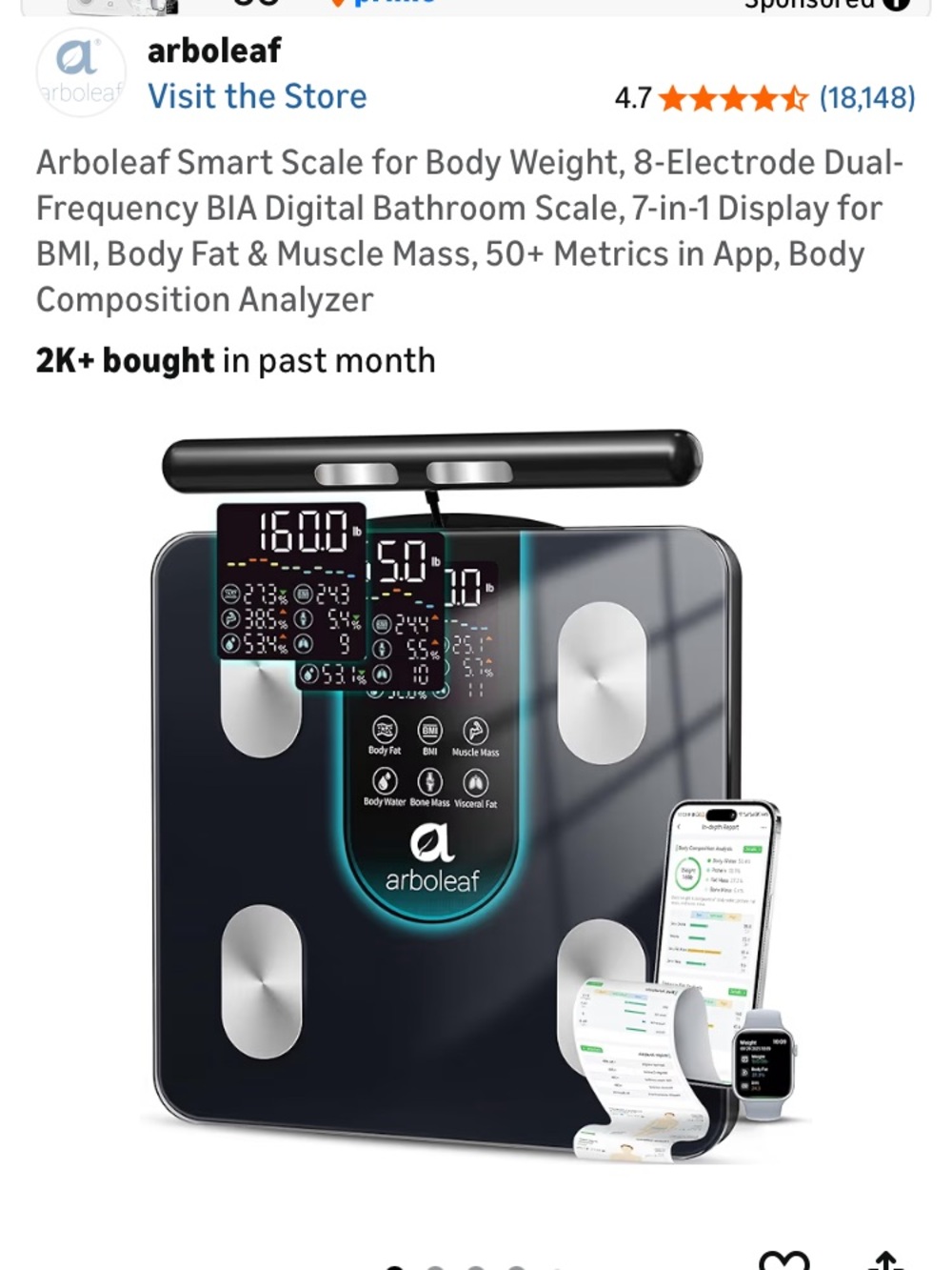 Arboleaf Smart Body Composition Scale – Black